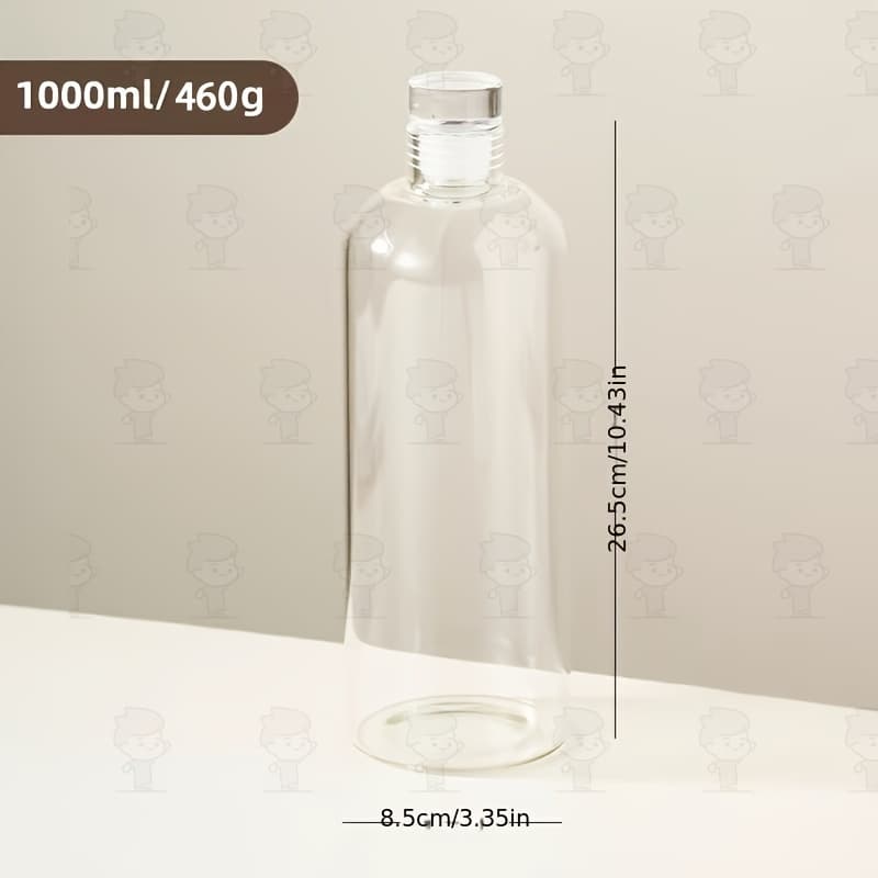 TEMU High Borosilicate Glass (350ml/11.83oz) - (500ml/16.91oz) - (750ml/25.36oz) - (1000ml/35.19oz) Portable Water Bottle, Leak-proof Design, Durable, Convenient For Outdoor Activities
