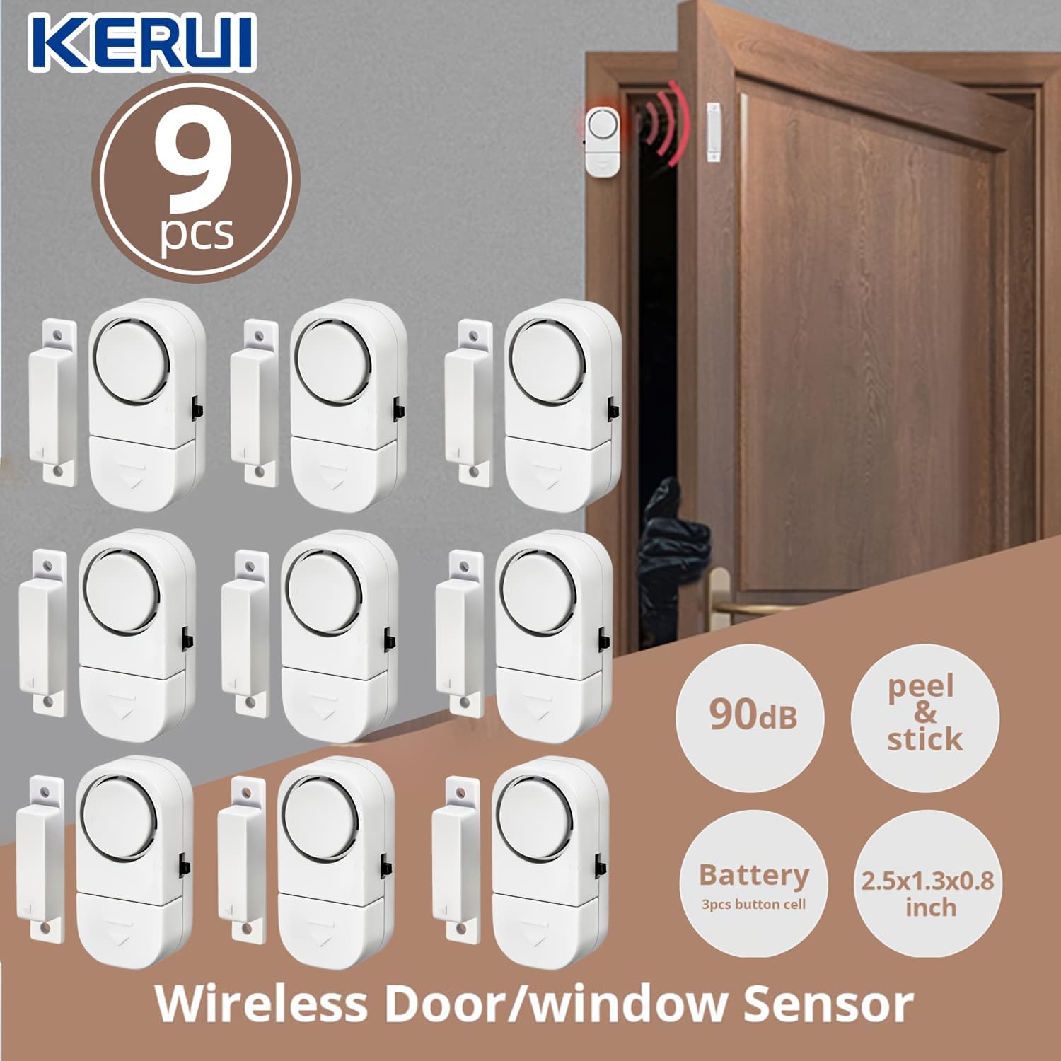 TEMU (9/13pcs) High Decibel Door Magnetic Anti-theft Alarm Detector, Independent Shop Hotel Door And Window Door Opening Whistle Sensor, Suitable For Home, Hotel, Office, Warehouse, Office Building,