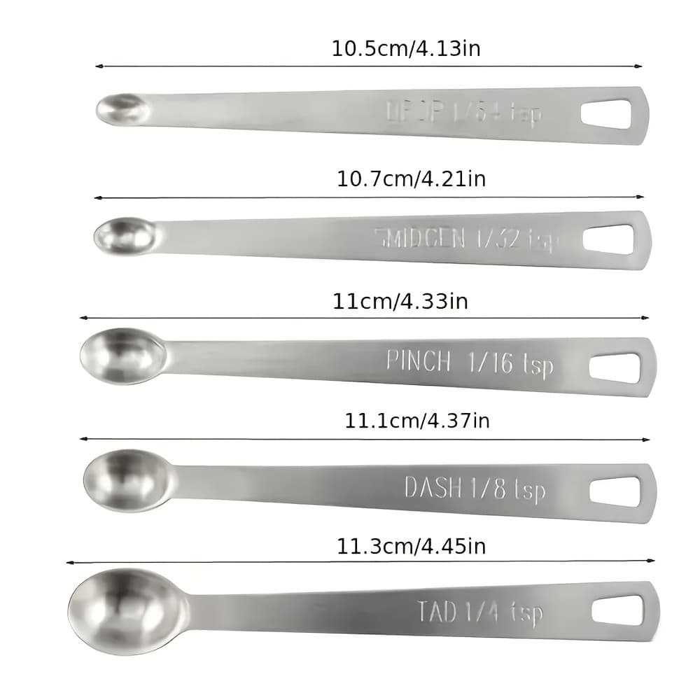 TEMU Mini Measuring Spoons Set Heavy Duty Stainless Steel Measuring Spoons For Dry Or Liquid Ingredients, Fits In Spice Jar