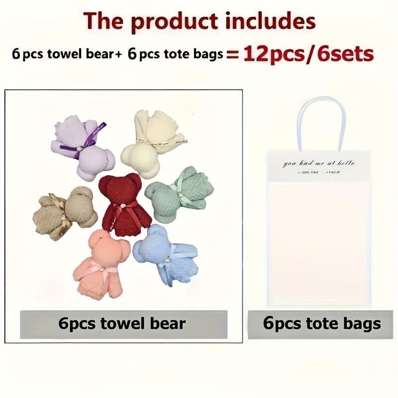 TEMU A Set Of 12 Ultra- Fleece Bear Cleaning Towels With A Transparent Gift Bag, Absorbent And Reusable Cleaning Cloths, Suitable For Occasions Such As Weddings, Bridal Showers, , Christmas