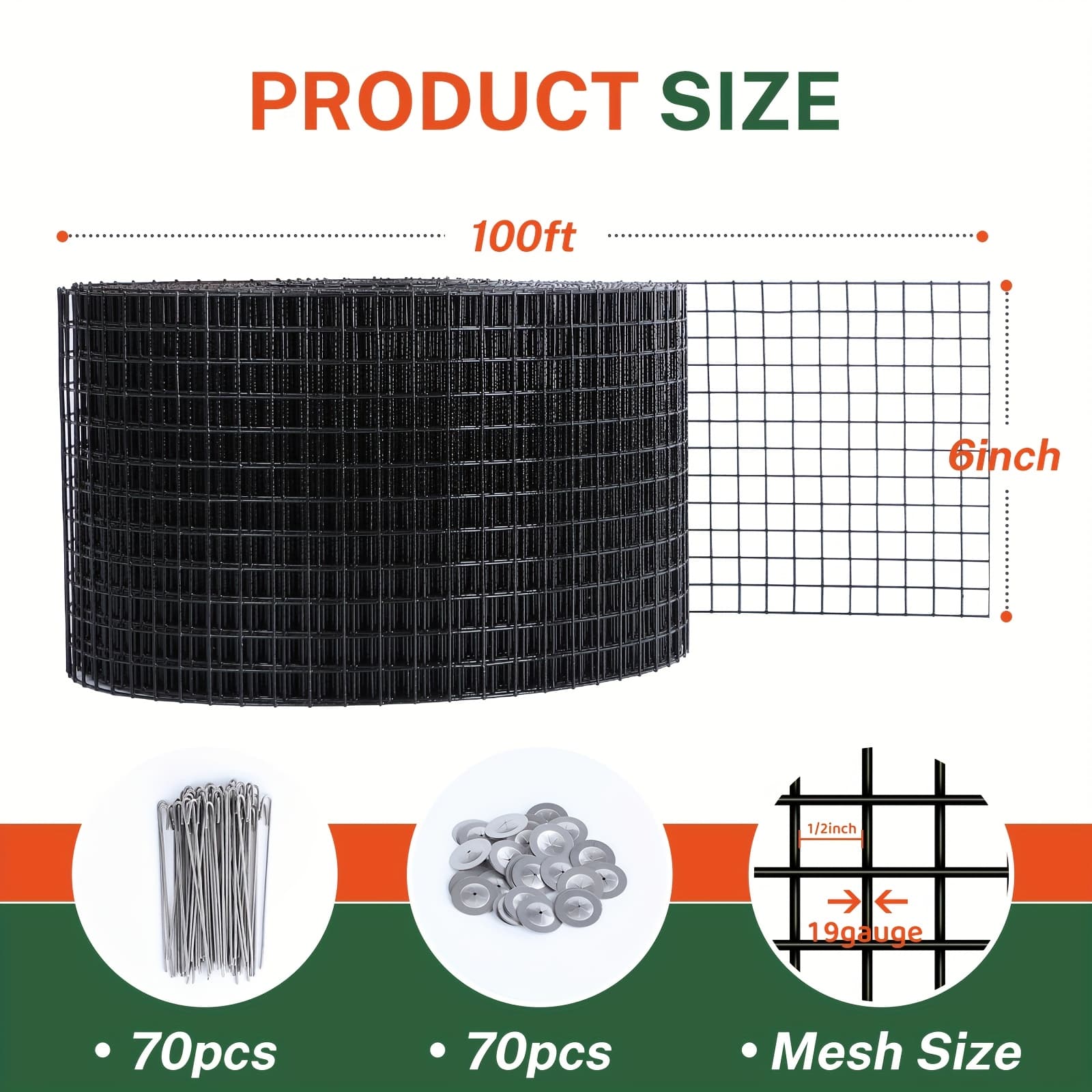 TEMU Panel , Solar Panel Roof Protection /2inch Mesh Pvc Black Vinyl Coated Galvanized Net 70 Fastener Clipsused For Bird,