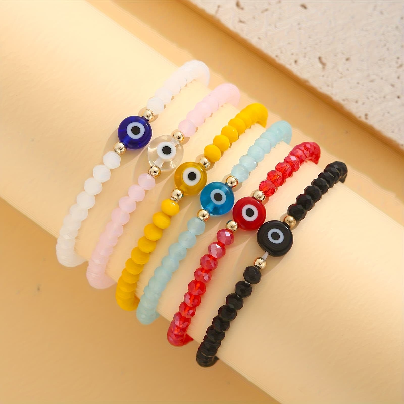 TEMU 6pcs Bracelet Set For Women - Bohemian /looking Beads (aug Stone), Wedding & Christmas Gift Jewelry, Wear, European Special , Month Accessory