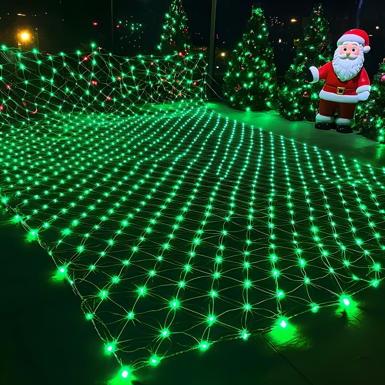 TEMU 1 Pack Outdoor Net Lights, Halloween/ Christmas String Lights, 12ft*15ft 8 Lighting Curtain Lights For Yard, Bush, Garden Grass Fence Decoration (warm )