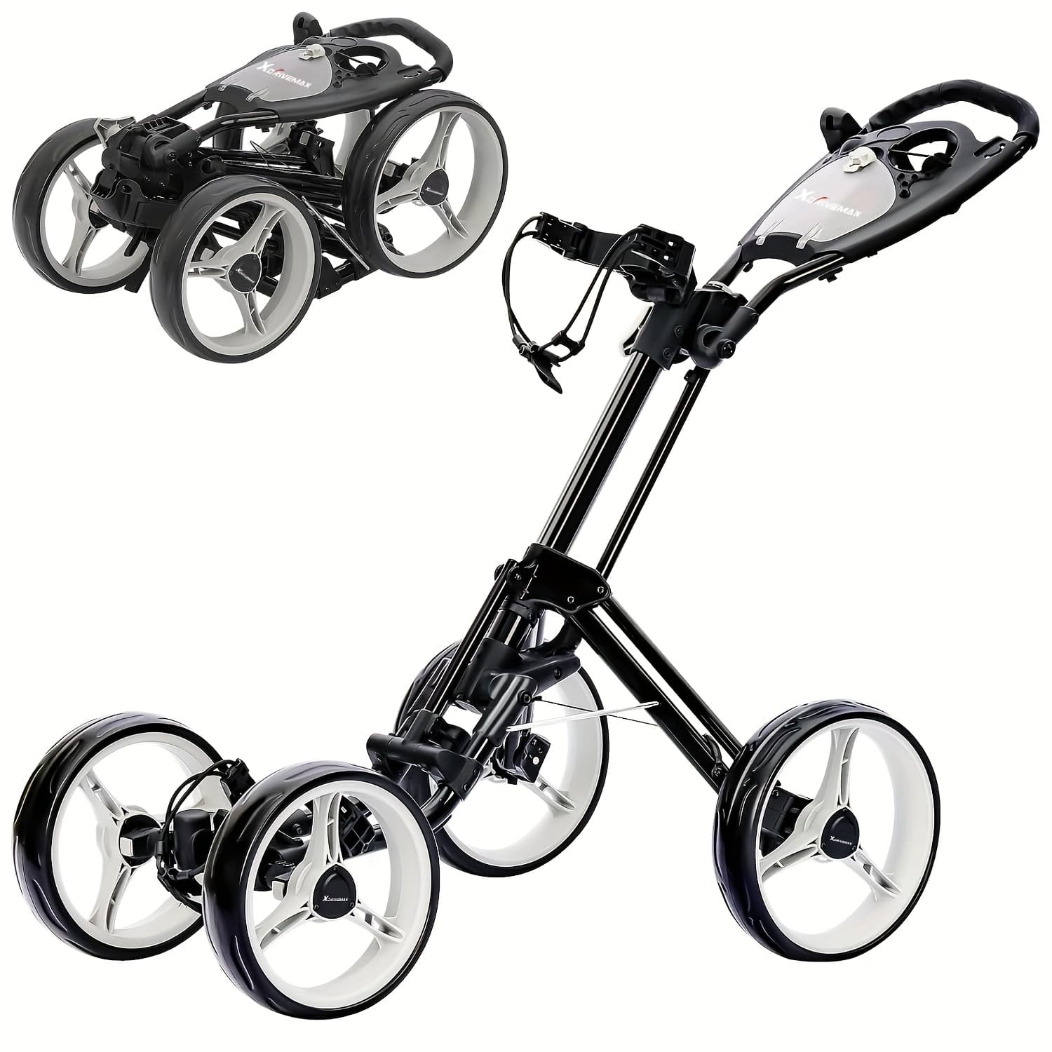 TEMU 4-wheel Golf Push Pull Cart Foldable, Folding. Designed For Golf Clubs And Bags, Storage