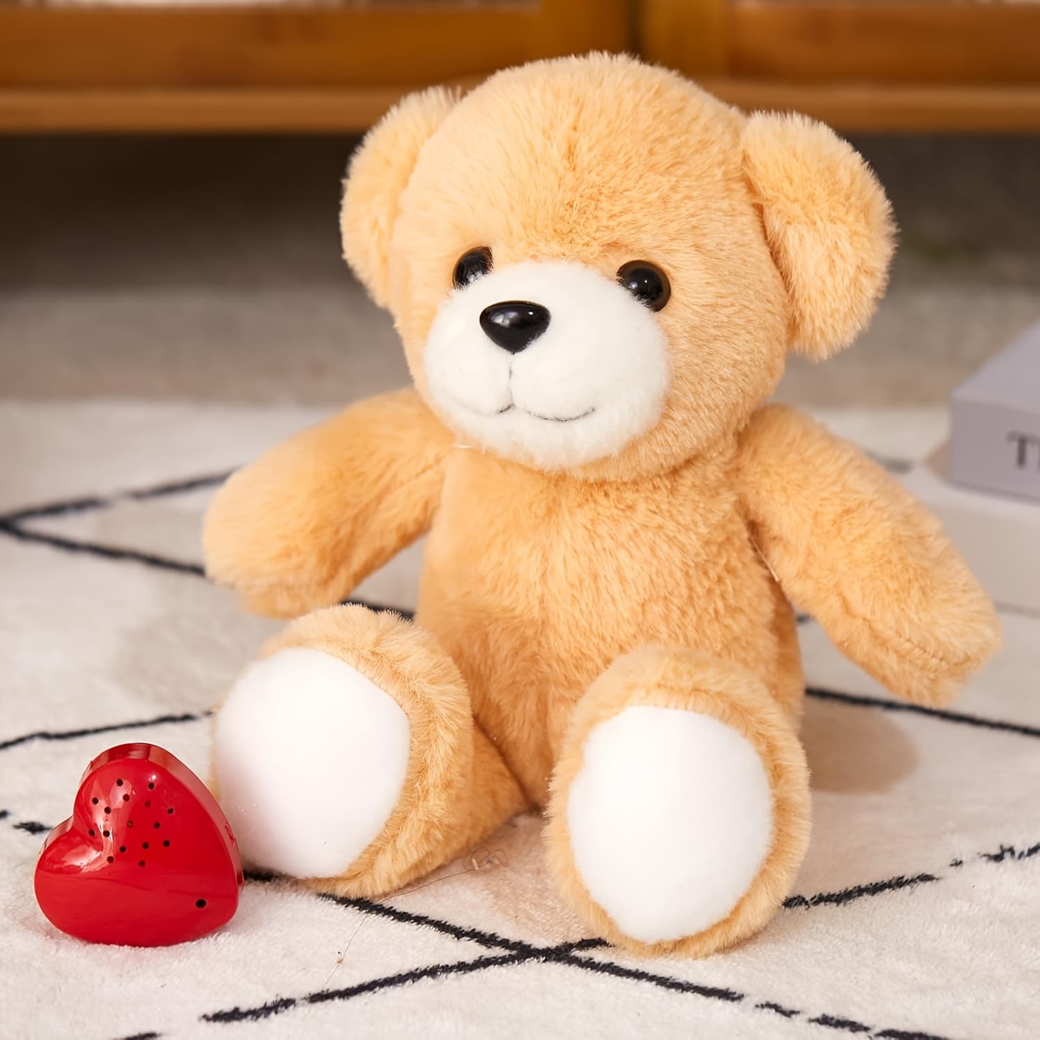 TEMU 12-inch "heartbeat" Plush Bear | Voice Recording Plush Toy, Soft Polyester Doll, Suitable For Message Recording And , Ideal For Valentine's Day, Christmas, And Day Gifts | Cozyworld