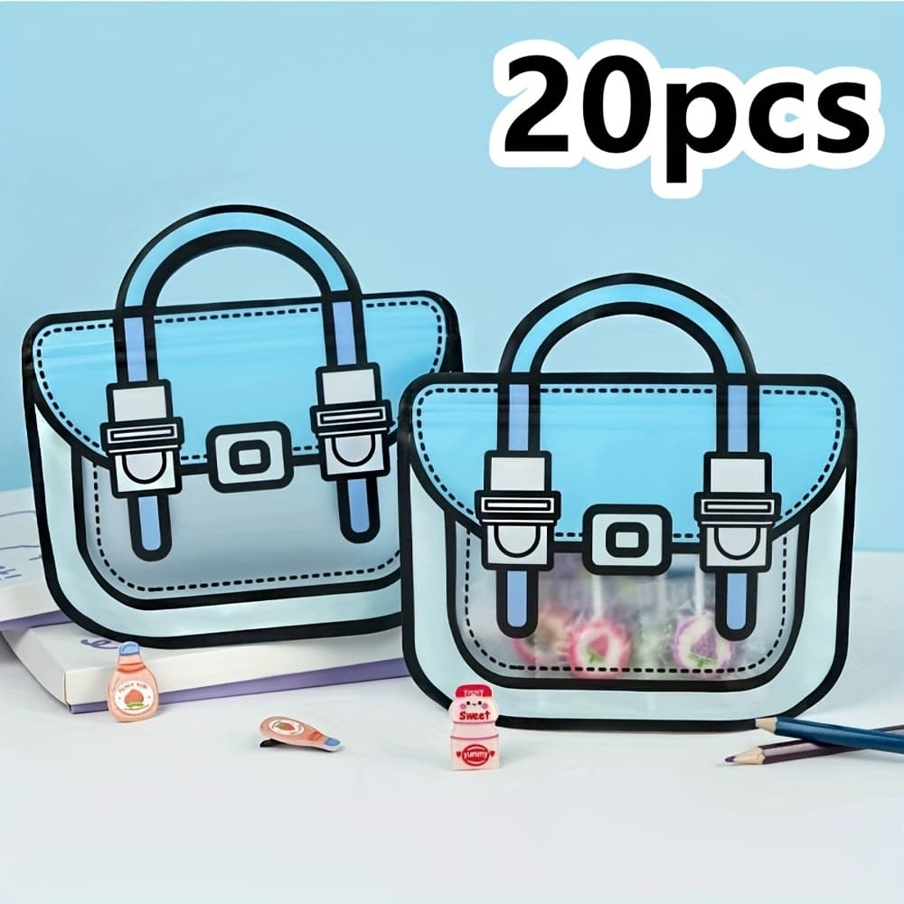 TEMU Gift For Her/him 20pcs Cute Blue Red Bag Gift Packs, Reusable Goodie Bags With Top Handle, Lightweight Packs For Candy Snack Birthday Party Decorations Gift Bags