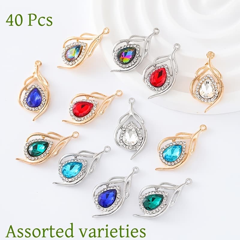 TEMU 40pcs Alloy Drop Glass Pendants Accessories Earrings Necklace Pendant