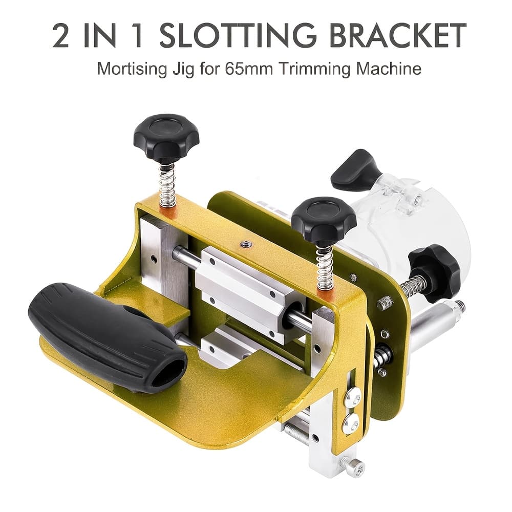 TEMU Mortising Jig For 65mm Trimming Machine 2in 1 Slotting Bracket Invisible Fasteners Punch Locator Linear Track Woodworking Tool