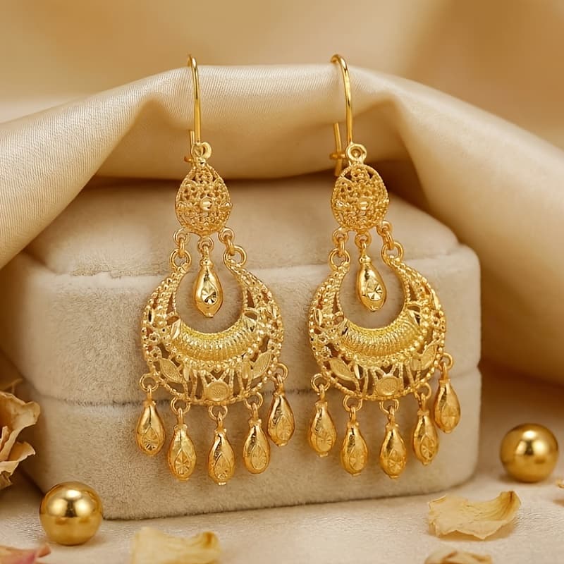 TEMU Luxury Earrings | Elegant Drop Tassels Pendant For Women Dubai Wedding Jewelry Ramadan Gifts