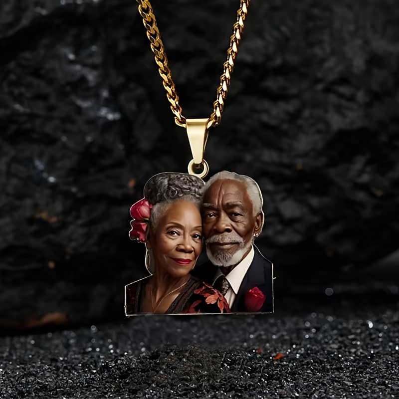 TEMU Personalized Photo/name/date Memory Portrait Necklace - Engravable 304 Stainless Steel Cuban Chain Pendant, Jewelry Gift For &, Valentine's Day,, Birthdays - Personalized Nameplate Pendant,