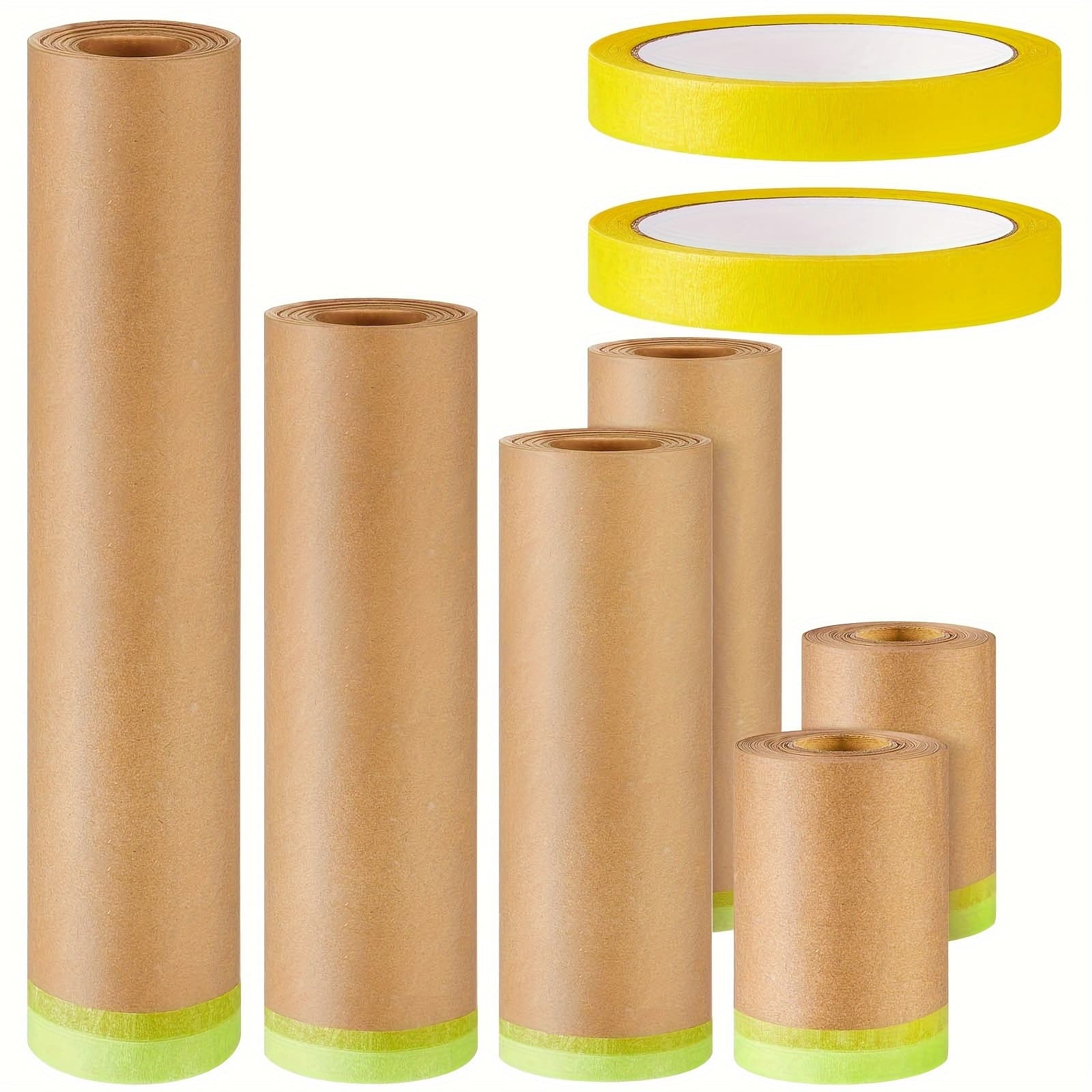 TEMU Masking Tape Sets Includes 6 Assorted Sizes Paint Masking Paper And 2 Vehicles Auto Body Yellow Adhesive Painter Tape Automotive Tape For , Furniture, Floor