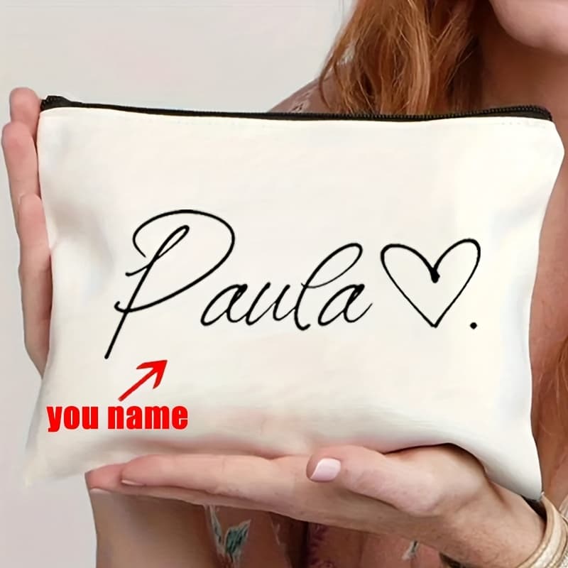 TEMU 1pc Custom Name Makeup Bag - Lightweight Polyester Cosmetic Pouch With Zipper Closure, Perfect Gift For Bridesmaids, Teachers, And Students, Bridesmaid Gift|personalized Accessory|zippered Pouch