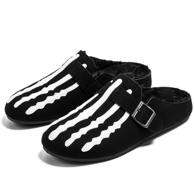 TEMU Men's Plush Casual Half-slip On Shoes | Comfortable, Warm, Simple, Fashionable, Slip-on, Round Toe, Upper, Fabric Inner, Rubber Sole | Perfect For Daily & Casual Wear, Fall/winter Season