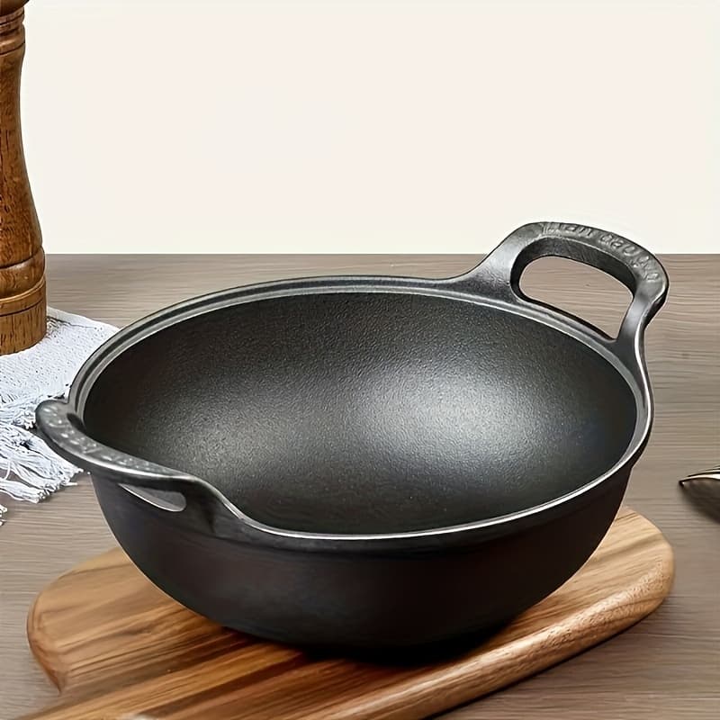 TEMU Pre- Cast Iron With Dual Handles - , Durable Cookware For Outdoor Grilling & Mini Versatile