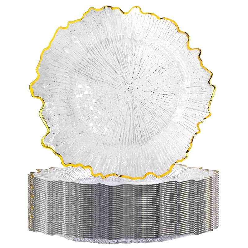 TEMU 25 Pack 13 Inch Charger Plates Bulk Plastic Charger Plates Round Decorative Charger Plates For Home Kitchen Holiday Wedding Party Catering Event Dinner Tabletop Decoration (golden)