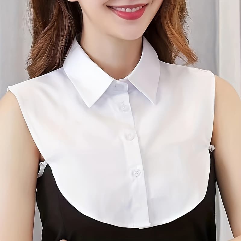 TEMU Detachable Collar Half-shirt With A Solid Color, Pointed Doll Peter Pan Collar, Women's Dickey