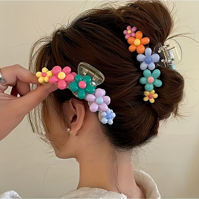 TEMU 2pcs Ladies Multicolor Flowers Sweet And Ornaments, Suitable For And Use
