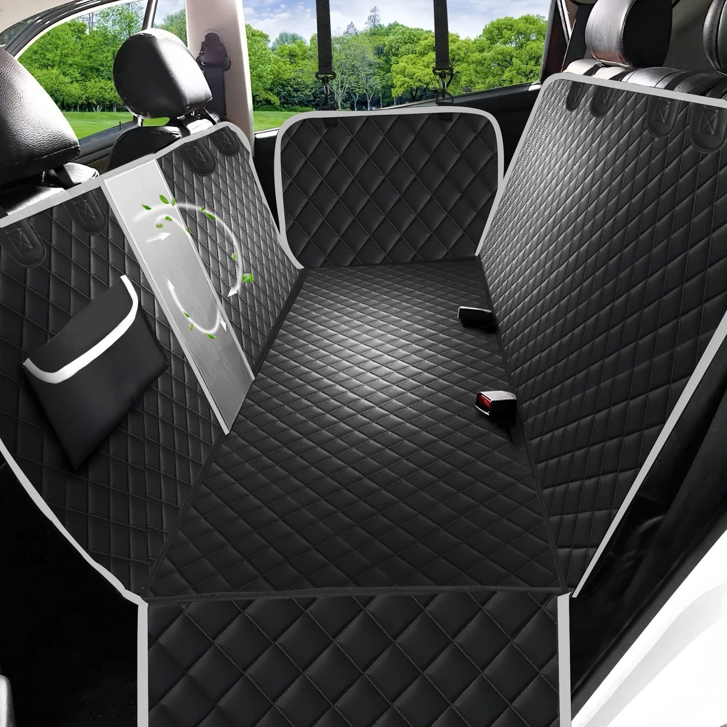 TEMU Dog Car Seat Cover With Mesh Window And Storage Bag, Durable Scratch-resistant Non-slip Dog Car Hammock Universal Size Fits Cars//suvs