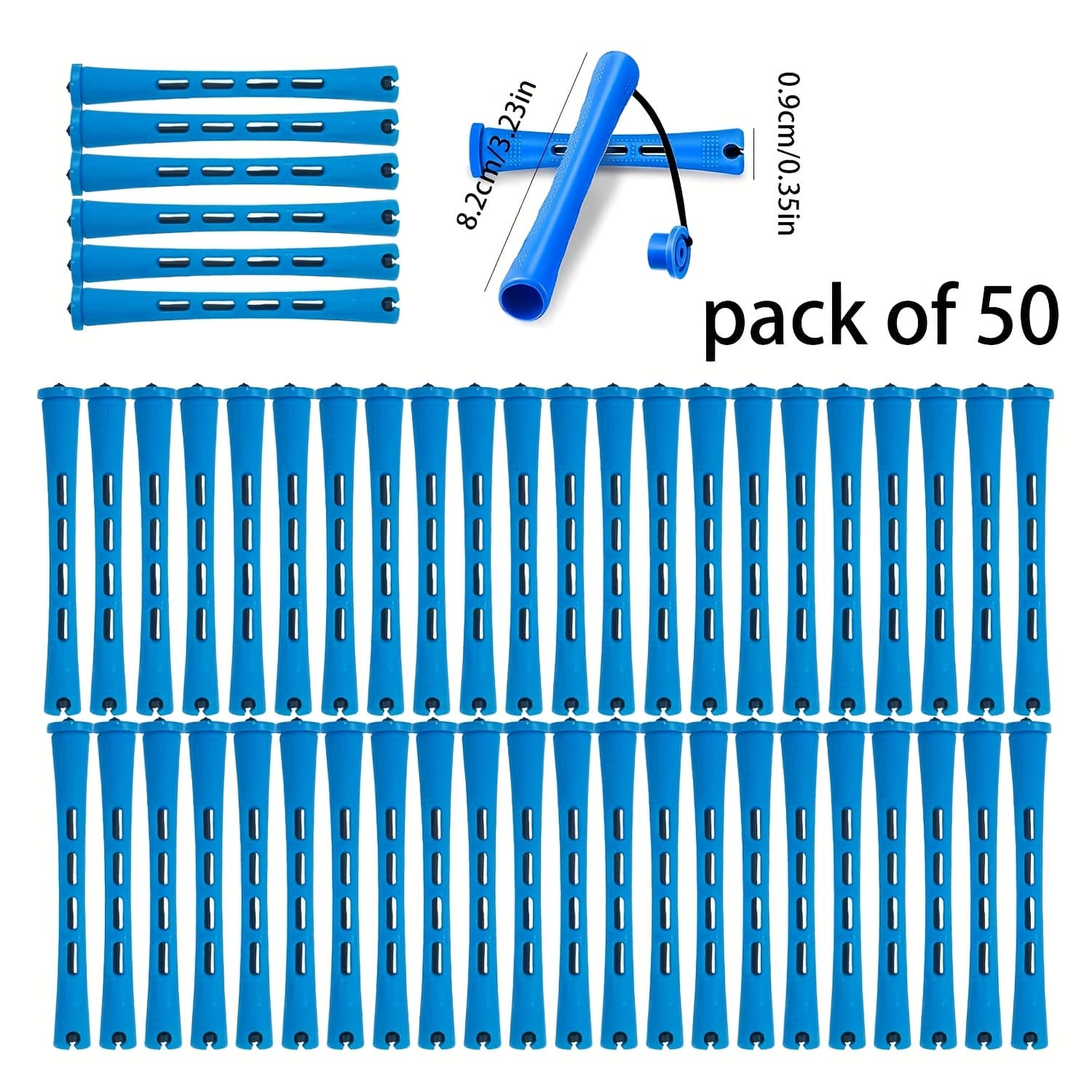 TEMU 50pcs Manual Hair Curlers Long Covered Hair Rollers American Cold Perm Rods Hair Curling Perm Tools Plastic Hair Curler Large And Small Wave Styling Hairdressing Tools
