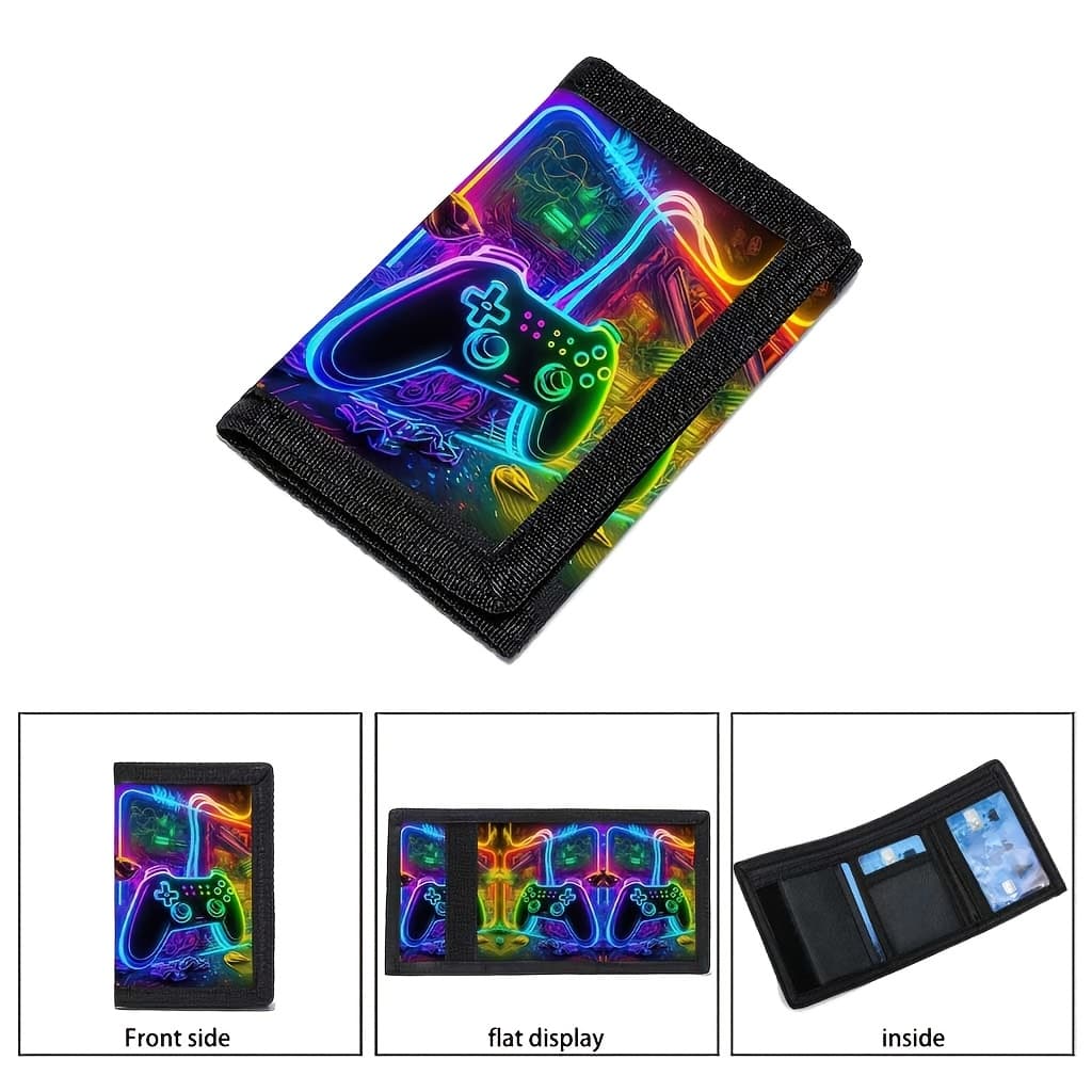 TEMU Game Console Themed Printed Pattern Wallet, Trendy Style Purse, Lightweight Card Case