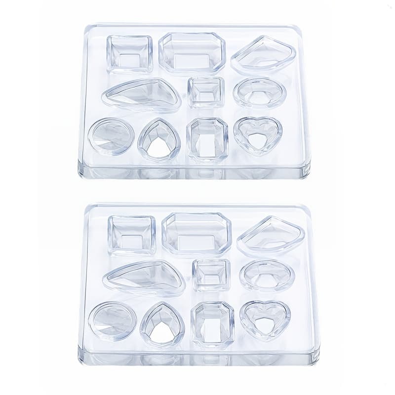 TEMU 2pcs Silicone Gemstone Casting Molds For Epoxy Resin - Versatile Jewelry Making Kit For Earrings, Pendants & Crafts