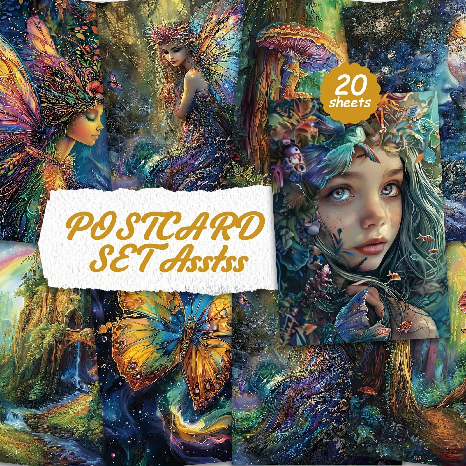 TEMU 20pcs Of Colorful Style Postcard Set For Cardboard Writing, Smooth , English , Trash Diary, Crafts, Greeting Cards.