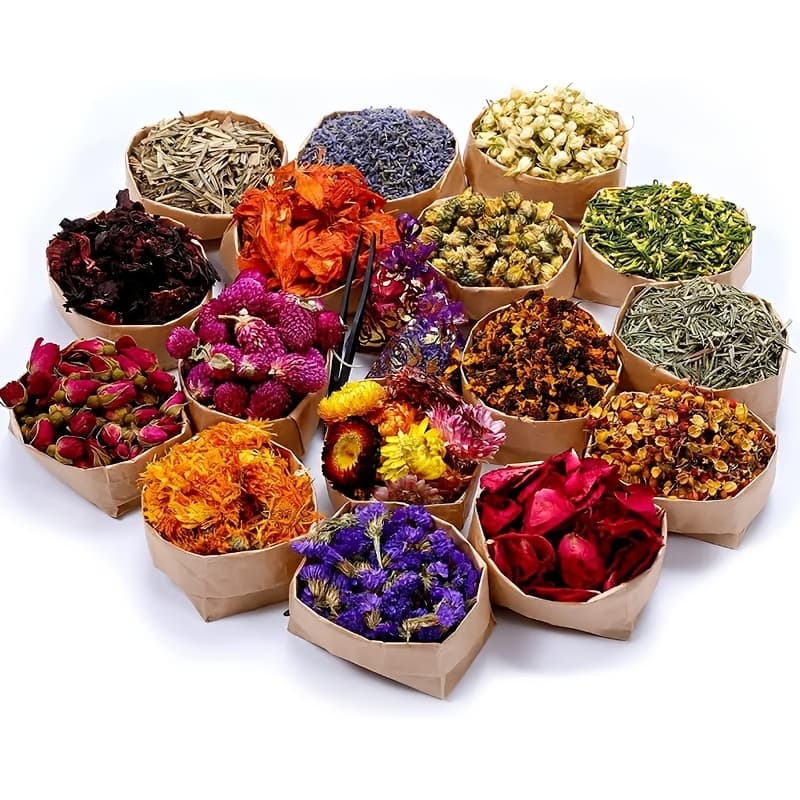 TEMU 16 Bags Dried Flowers, Includes Rose Petals, Lavender, Don't Me, Jasmine, Rose Buds And More. Drying Flowers Herbs Set For Soap Making, Diy Candle Perfume Making, Wedding Flowers, Bathing.
