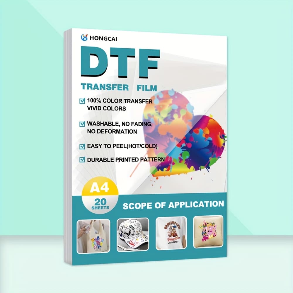 TEMU 20 Sheets A4 Dtf Transfer Thin Film Paper 8.3x11.7in, Double-sided Matte Transparent Pre-treated Pet Heat Transfer Paper, For T-shirt Textile Direct Printing, Compatible With Epson Printers
