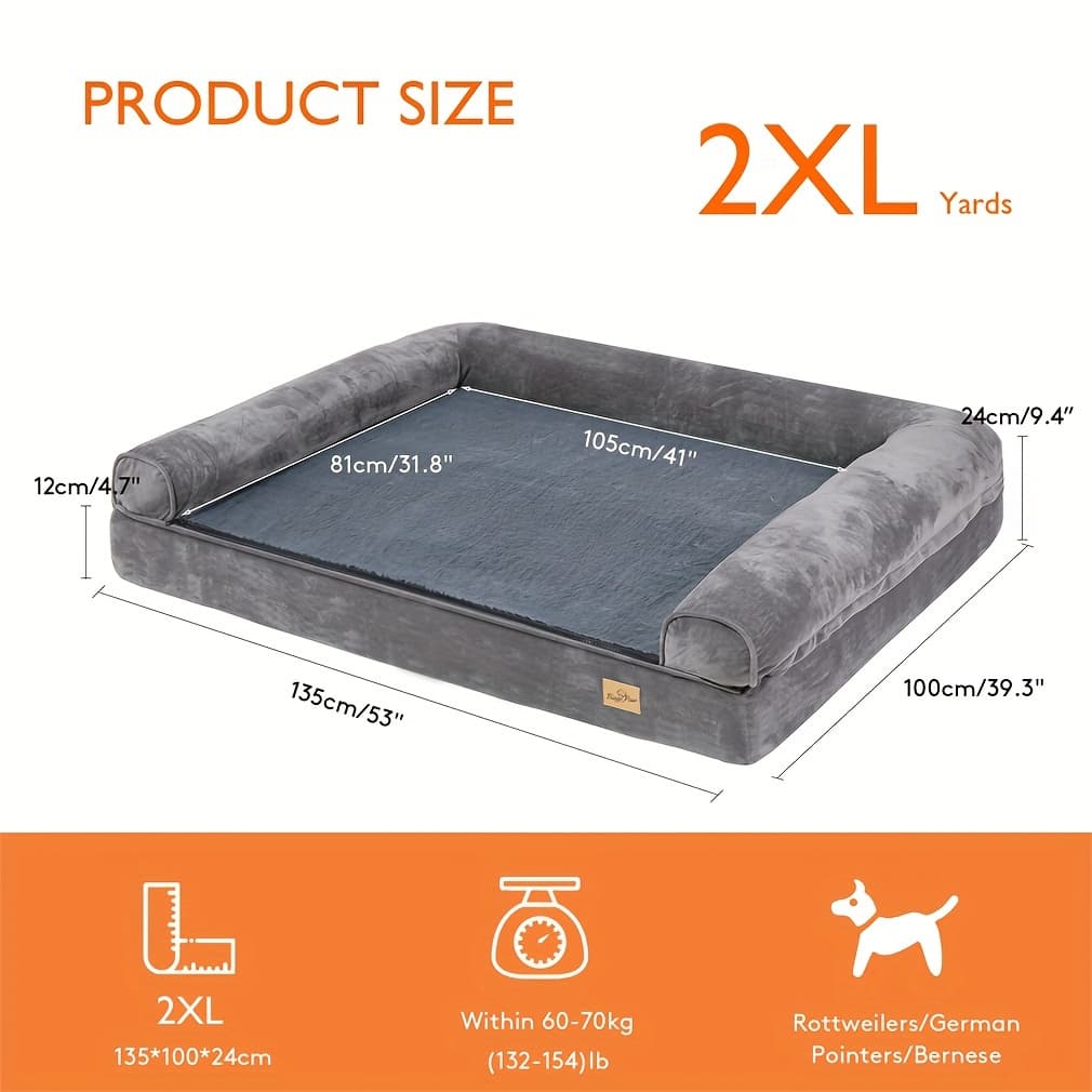 TEMU Jumbo Orthopedic Dog Bed With Memory Foam - Bolster Cushion Suitable For Dogs, Assembly Bed For Joint &, For /outdoor Use (ideal For Mastiffs, )
