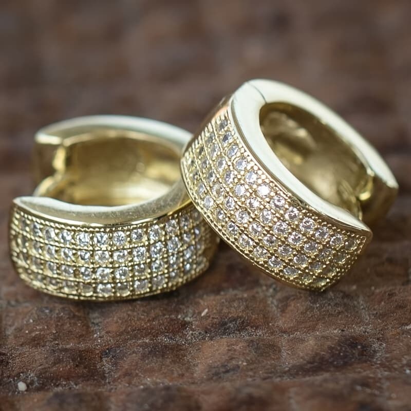 TEMU Hip Hop -row Cubic Synthetic Synthetic Zirconia Hoop Earrings For Men, Fashion Punk Rock Party Jewelry For Men, Exquisite Earrings, Clubwear