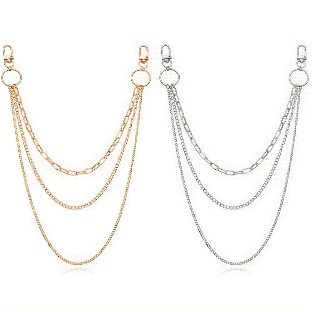 TEMU 2pcs Pieces Stainless Steel Belt Chains Suitable For - Retro Hip Hop Wallet/pants Chains, Pocket Chains Compatible For Wallet, Jeans, Belt, Handbag Accessory (style)