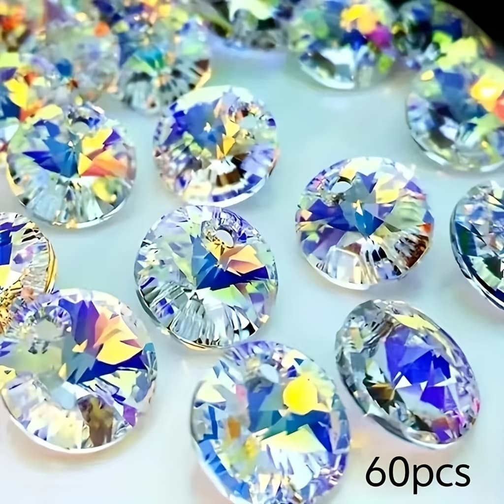 TEMU 60pcs 6mm & 8mm -style Fantasy Beads - Multicolor Reflective Artificial Crystal Gemstones For Making, Necklace Earrings Pendants Craft Supplies, Pendants For Jewelry Making
