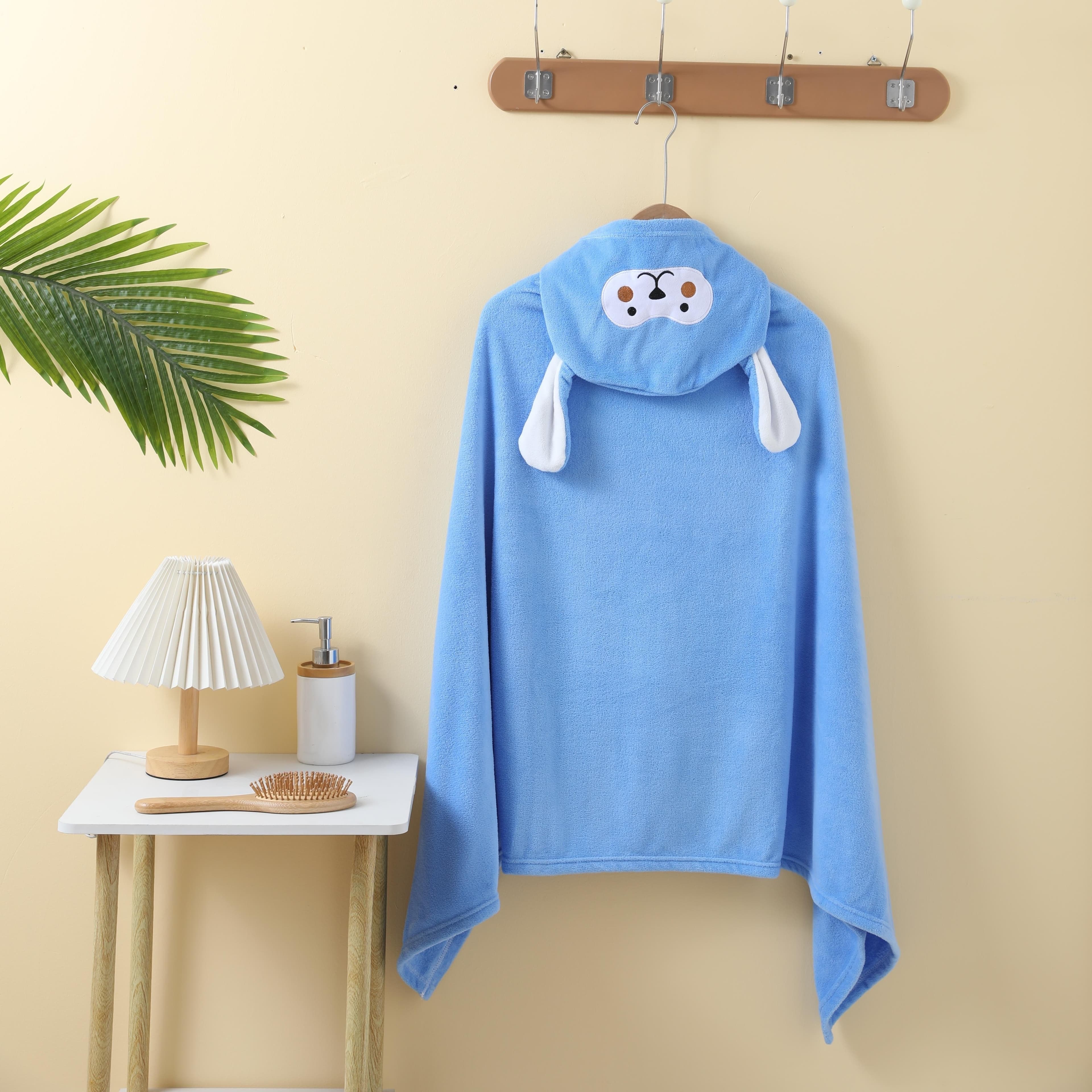 TEMU Bath Towel For Children Large Children Coral Velvet Bath Thickened Cloak For Children Can Wear A Cloak Absorbent Soft Hooded Bath Towel