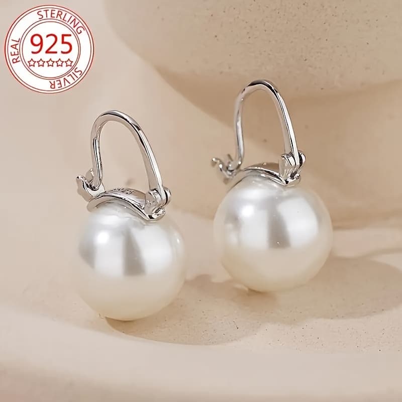 TEMU 925 Sterling Silvery Earrings - Elegant And , Like Decoration, Hypoallergenic, Nickel Free, Durable And Comfortable Banquet Ear Jewelry Decoration 4g/0.14oz