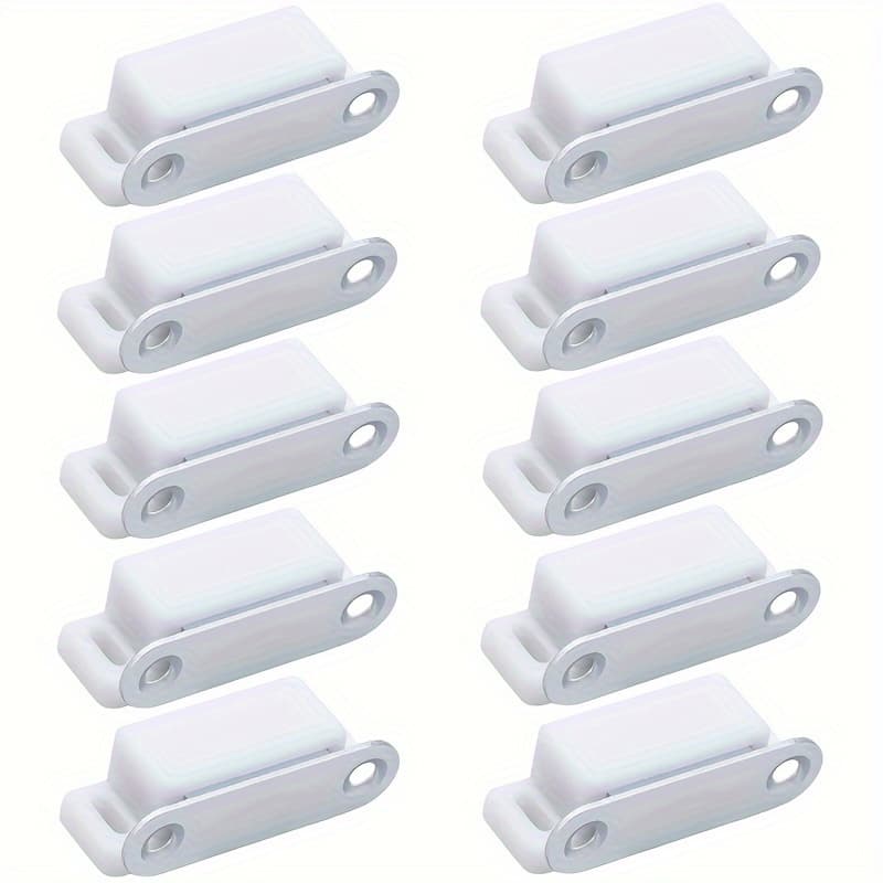 TEMU 10pcs Magnetic Cabinet Door Catches - Ultra-thin Strong Magnet Latches With Adhesive For Kitchen, Closet And Drawer Closure - Plastic Magnetic Locks For Home And Office Use - White