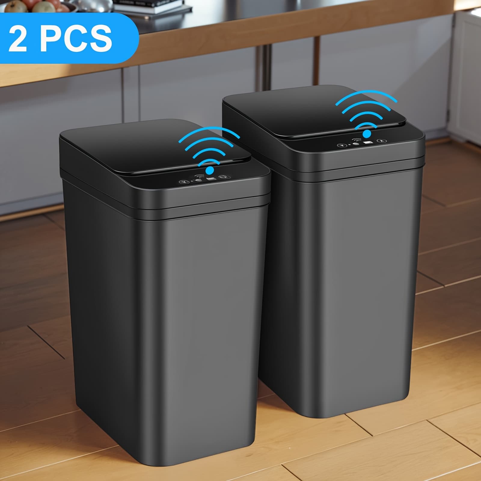TEMU Automatic Bathroom Trash Can With Lid, 2pcs 2.8 Gallon Touchless , Small Motion Sensor Smart Trash Can, Slim Trash Bin For Bedroom, Bathroom, Office, Living Room