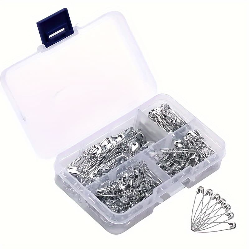 TEMU 250pcs Household Safety Pins, 4 Different Sizes Of Durable, Silvery Size Safety Pins In Bulk, Rust-proof, Safety Pins For Clothes And Sewing