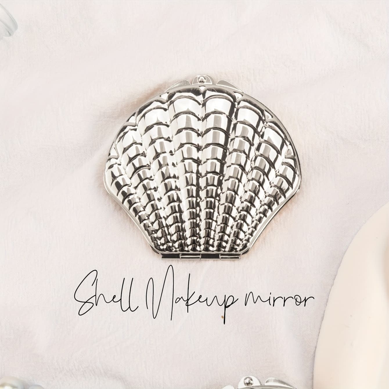 TEMU Compact Small Mini Handheld Shell-shaped Double-sided Makeup Mirror Portable Folding Hand Mirror Mirror Small Bag Storage Mirror Women's Makeup Mirror 1:1 Hd Anti-drop Durable