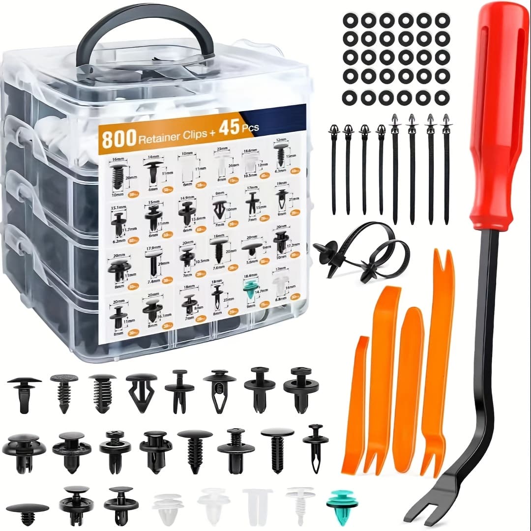 TEMU 845pcs Automotive Clip Kit With Mudguard, Roof Trim Clips & Plastic Rivets - Heavy-duty Car Body Fasteners For Vehicle Assembly, Diy, Repair, Parts