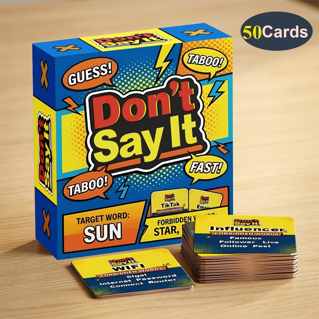 TEMU Don't Party Card Game - Classic Taboo Word Guessing Game For Adults And Families, 50 Modern Cards, Hilarious Social Interaction And Icebreaker For Holiday And Travel