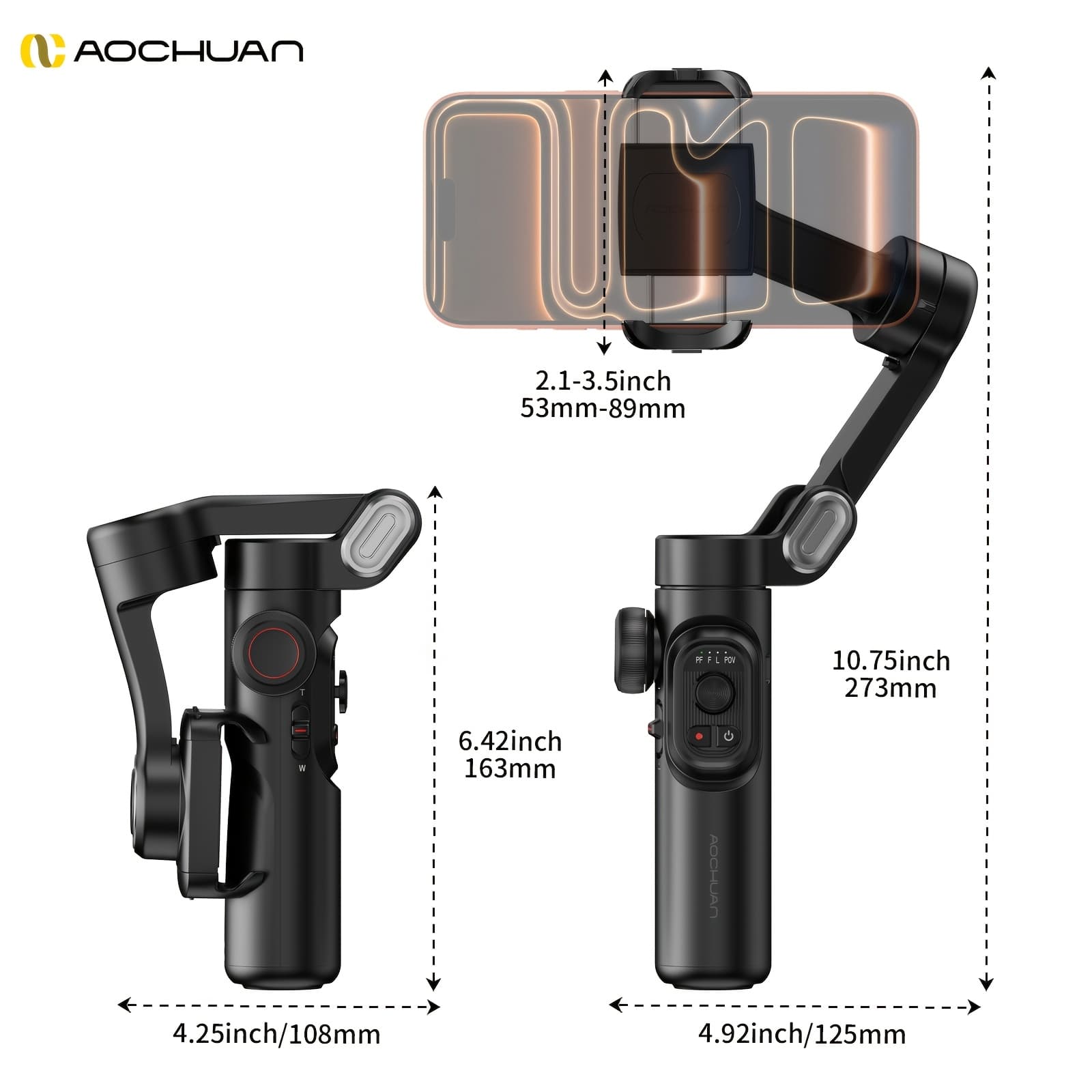 TEMU 3-axis Gimbal Stabilizer For Smartphone With Rgb Fill Light Professional Handheld Gimbal Stabilizer For Phone Sports