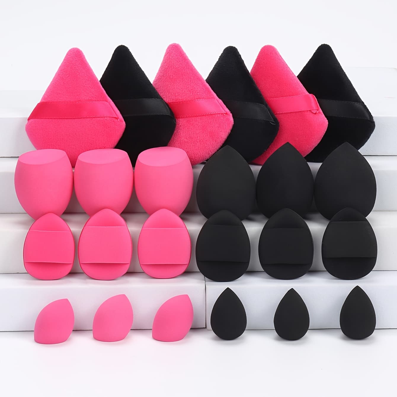 TEMU 24pcs + Makeup Sponge Set, A Multi-functional Makeup Tool That A More And Seamless Base Makeup, Preventing Uneven Application. Apply Makeup Using A Dabbing Or Patting Motion For A Lightweight