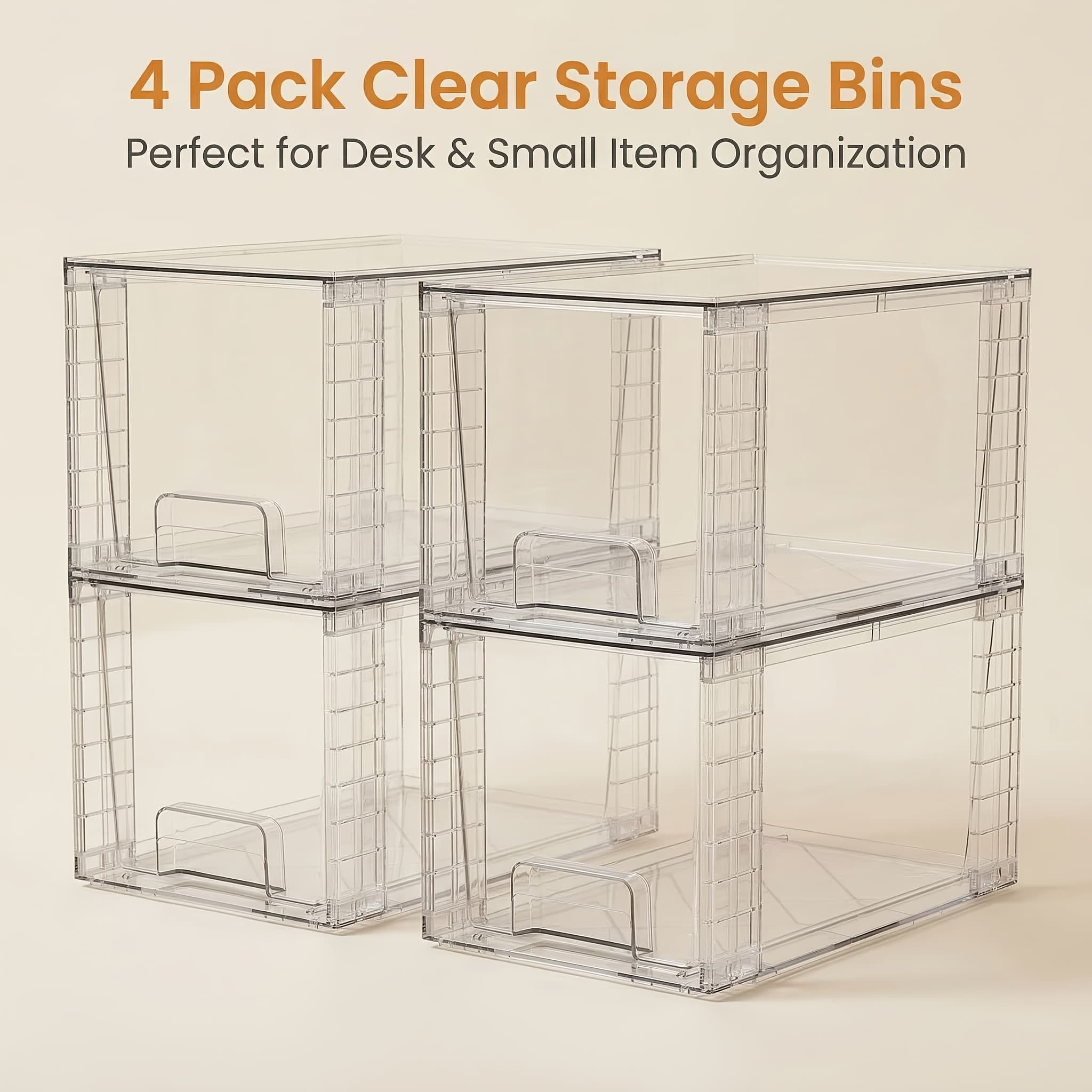 TEMU 2/4/6/8pcs Large Stackable Clear Acrylic Food Storage Bins With Lids | Kitchen Pantry Organizer Boxes, Cabinet Storage Drawers For Dry Food, Snacks, Cereal