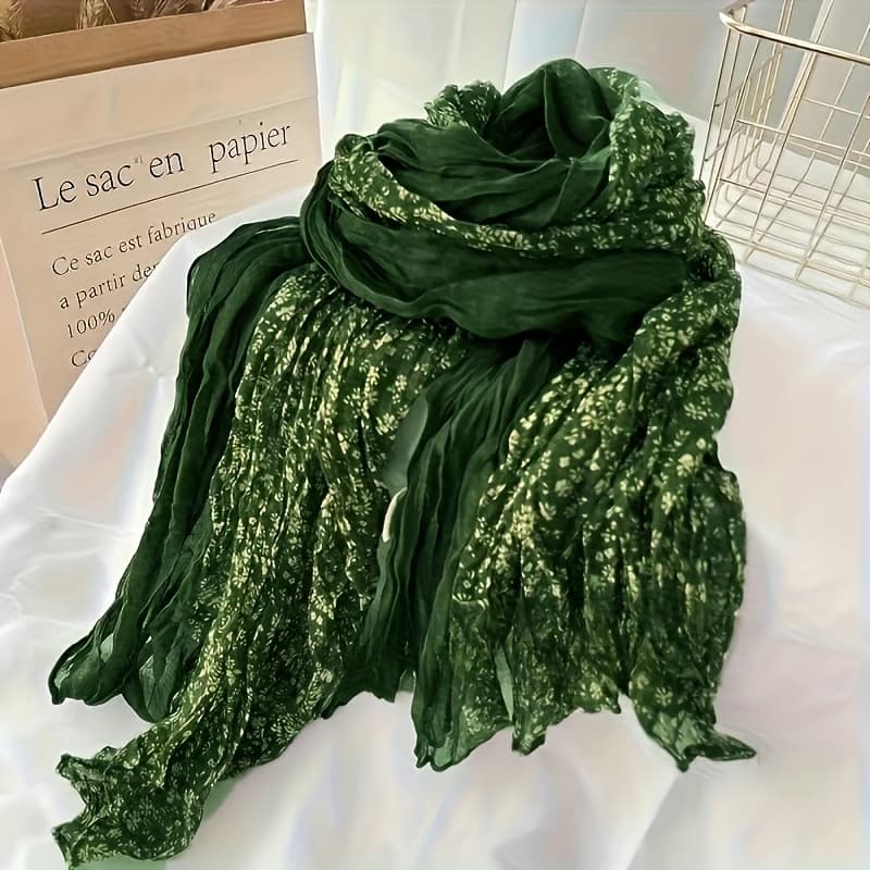 TEMU A Women's Spring And Autumn Forest-style Floral Pleated Scarf, A Casual . Made From Soft, Skin-friendly Fabric, It Combines With Patterns To Create An Artistic Vintage . In Multiple Color