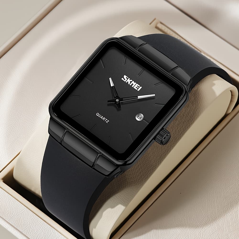 TEMU The Skmei Ladies' Quartz Watch Is Chic, Fashionable, And Sophisticated, Featuring A Sleek And Elegant Square Design With Quartz Movement. Easy, Minimalist, And , Making It Ideal For Daily Use