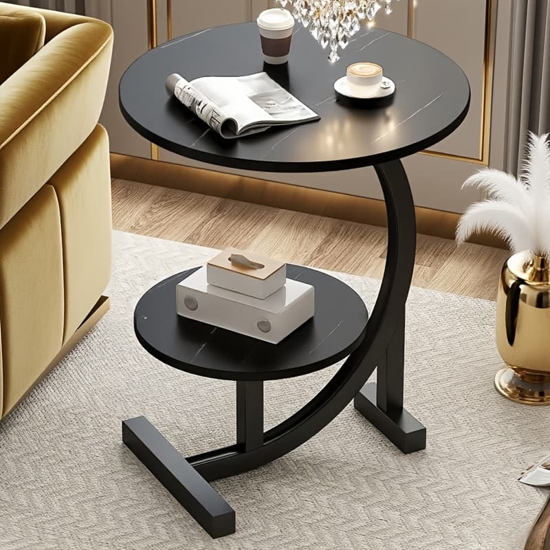 TEMU 3 Colors , Simple Bedroom Nightstand, Double-layer Storage Side Table, Nordic Style Minimalist Sofa Round Side Table, Essential For Home,