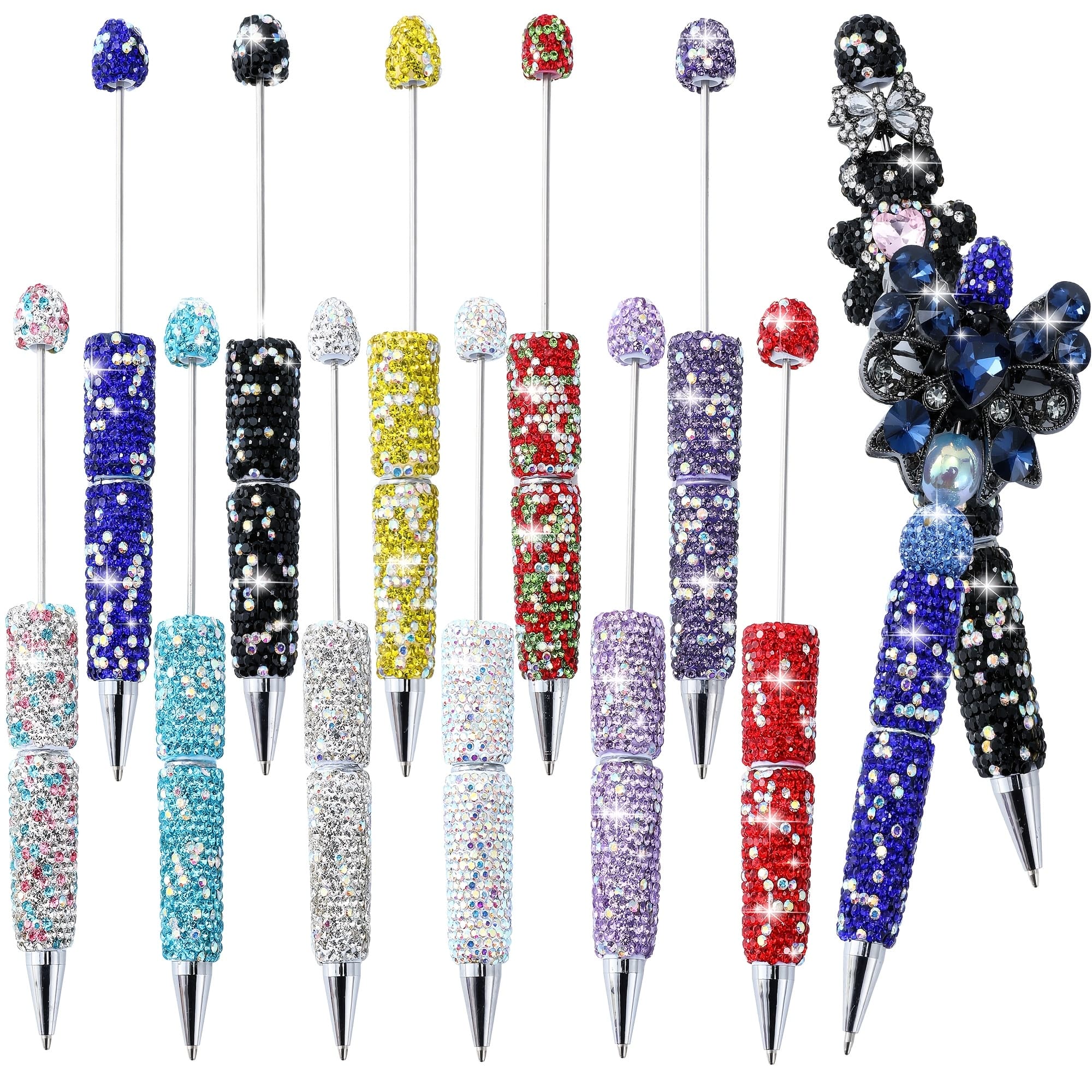 TEMU 20pcs Of Glittering String Beads Pen, All String Bead Pen, Fun And Shiny Ballpoint Pen, Office And Study Supplies, Party Gifts, Wedding Presents, Gifts