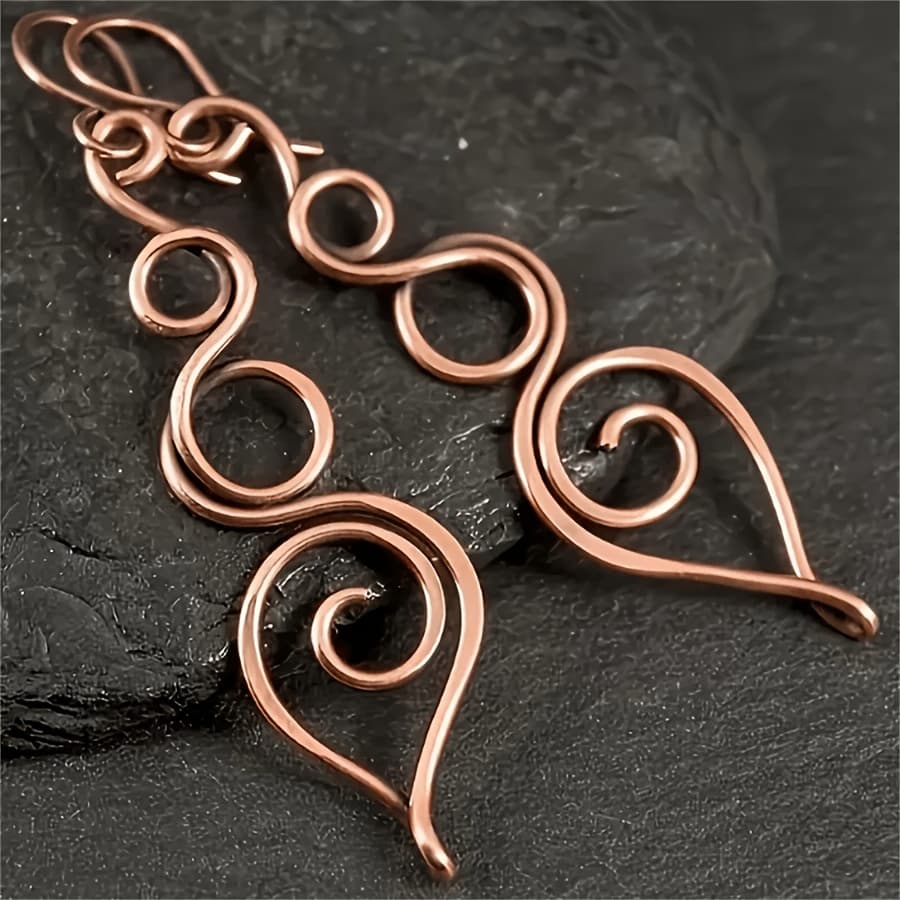 TEMU 1 Pair Creative Vintage Winding Spiral Pendant Earrings Women's All-match Ear Jewelry