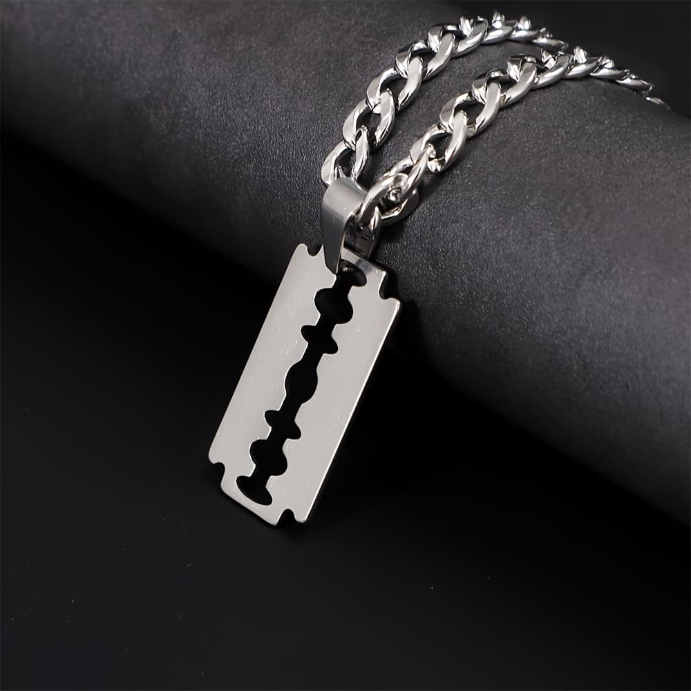 TEMU European And American Hip-hop 201 Stainless Steel Necklace With A Unique And Cool Pendant, Featuring A Cuban , Perfect For Street Style And Versatile Gifts For Trendy Men
