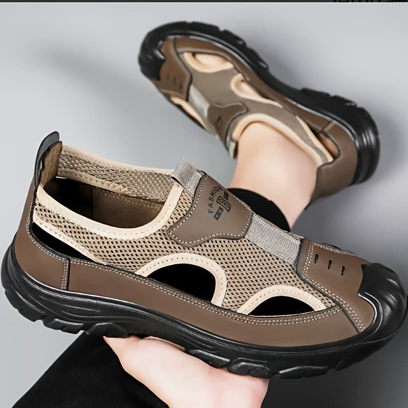 TEMU Men's Lightweight Breathable Slip- Sandals With Hollow Sole Technology - Low-cut Sole & Upper, Round Toe Beach Sneakers Suitable For, Casual Wear, Outdoor Sports - - Comfortable Athletic Footwear
